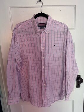 Vineyard Vines Pink Windowpane Button-Down Shirt